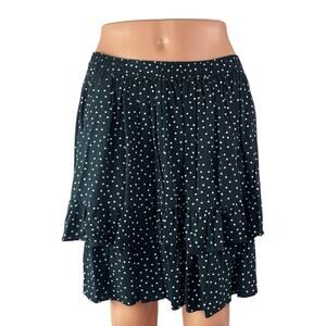 Abercrombie & Fitch Womens Black Polka Dot Elastic Waist Tiered Mini Skirt Sz M